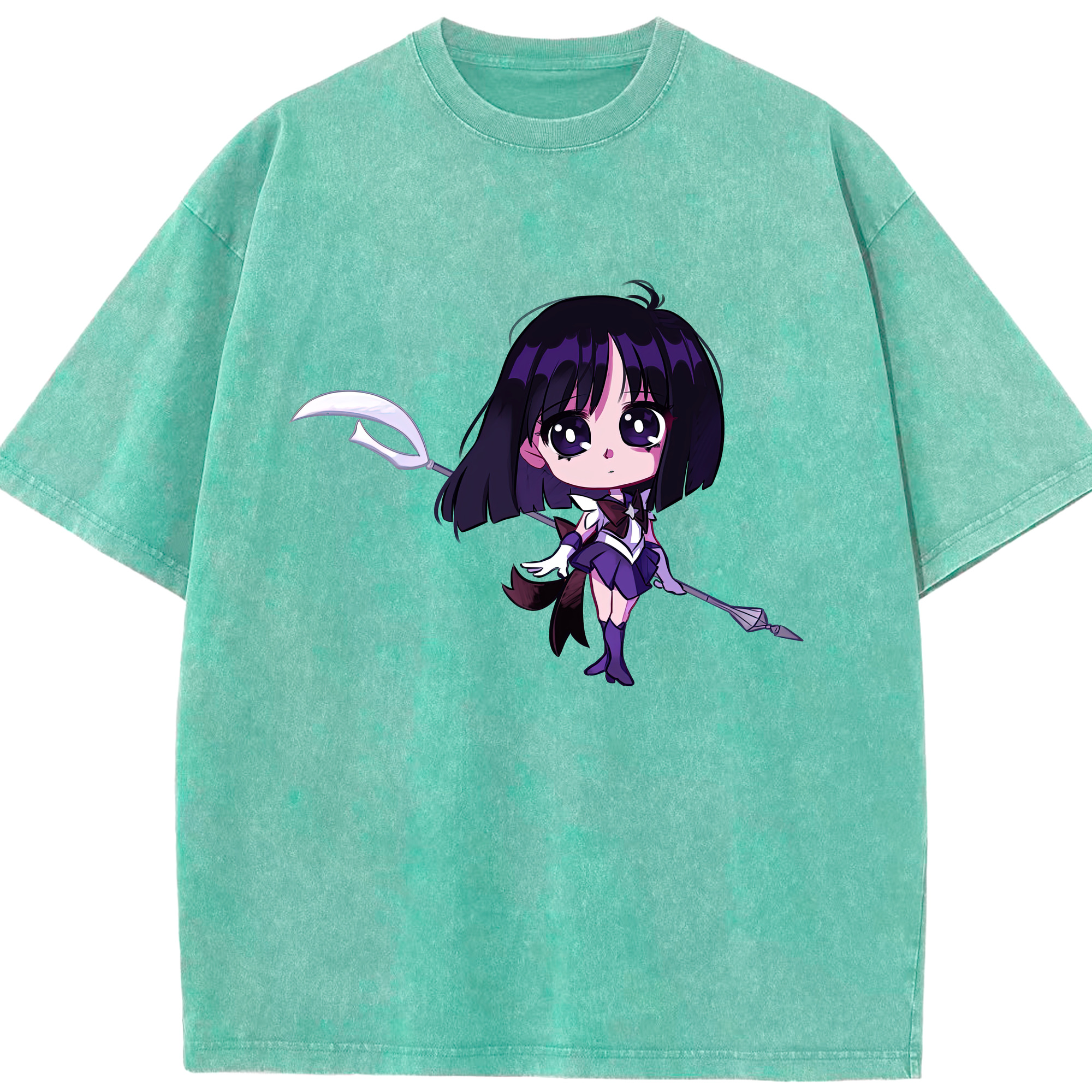 （画像用） 美少女戦士セーラームーン 土萠ほたる Sailor Moon Tomoe Hotaru （セーラーサターン；Sailor Saturn） 綿100% ヴィンテージ風 半袖Tシャツ（フロントプリント）